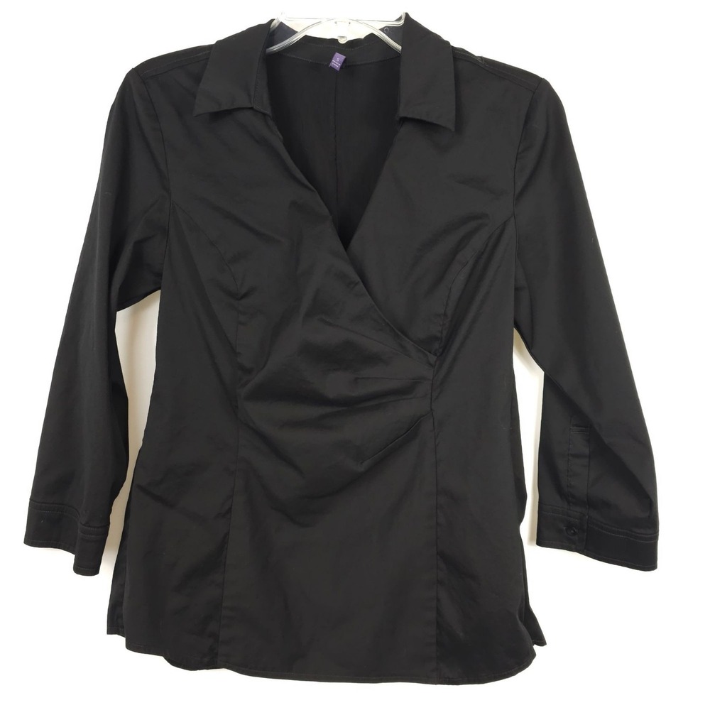 NYDJ Women's‎ S Black Blouse Office Business/Formalwear Elegant Sheer Top Shirt